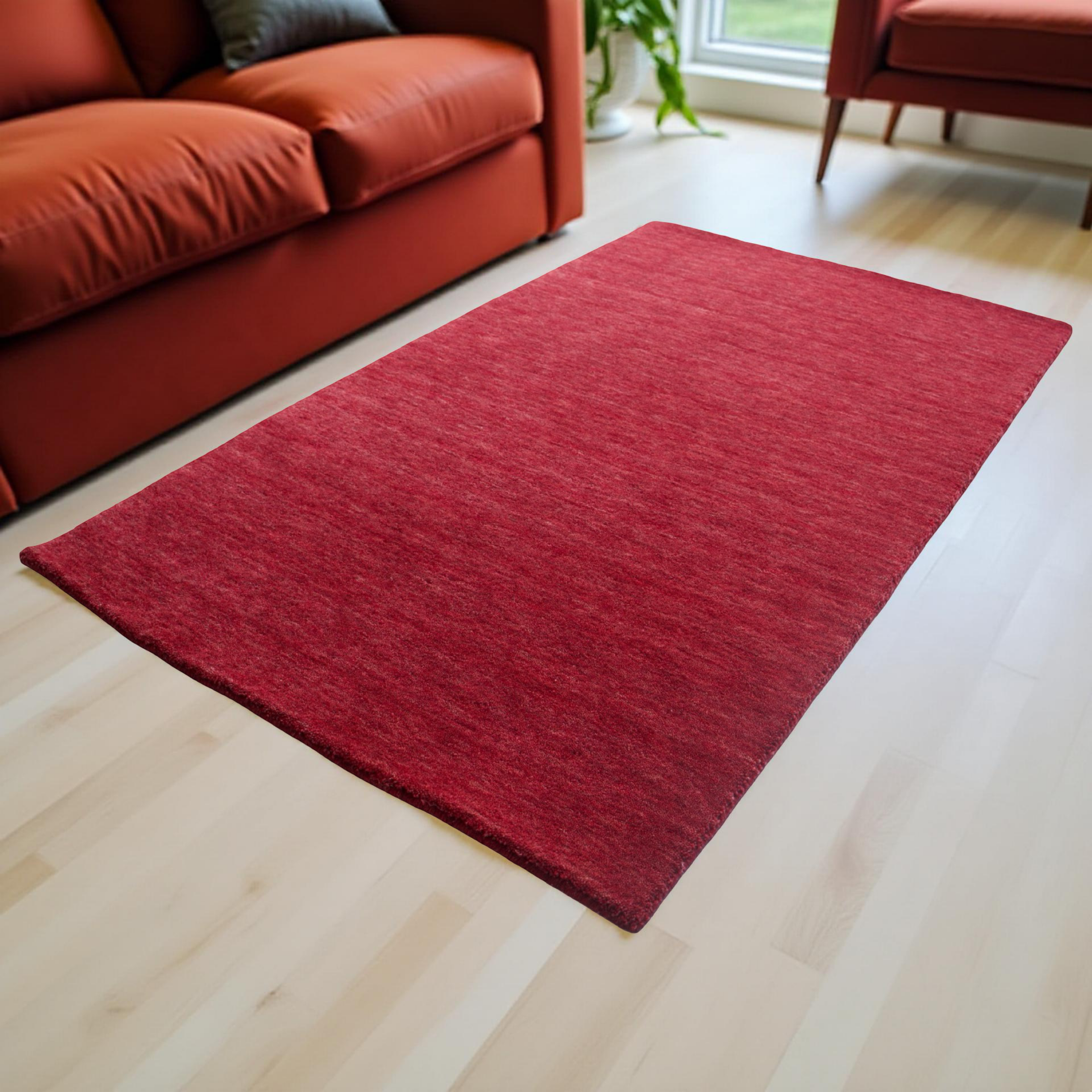 Bright Maroon Handloom Rug