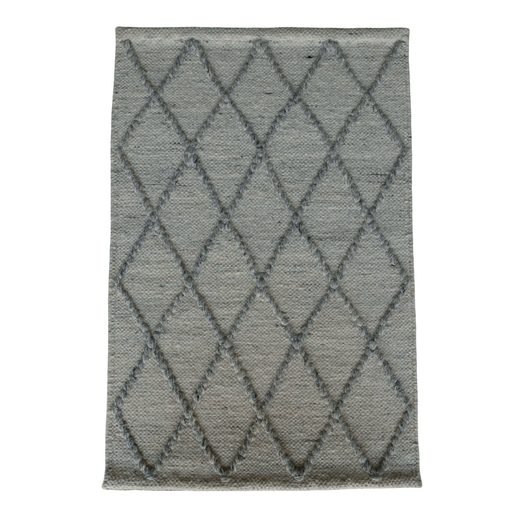 Grey Diamond Pattern Flat Weave Durry