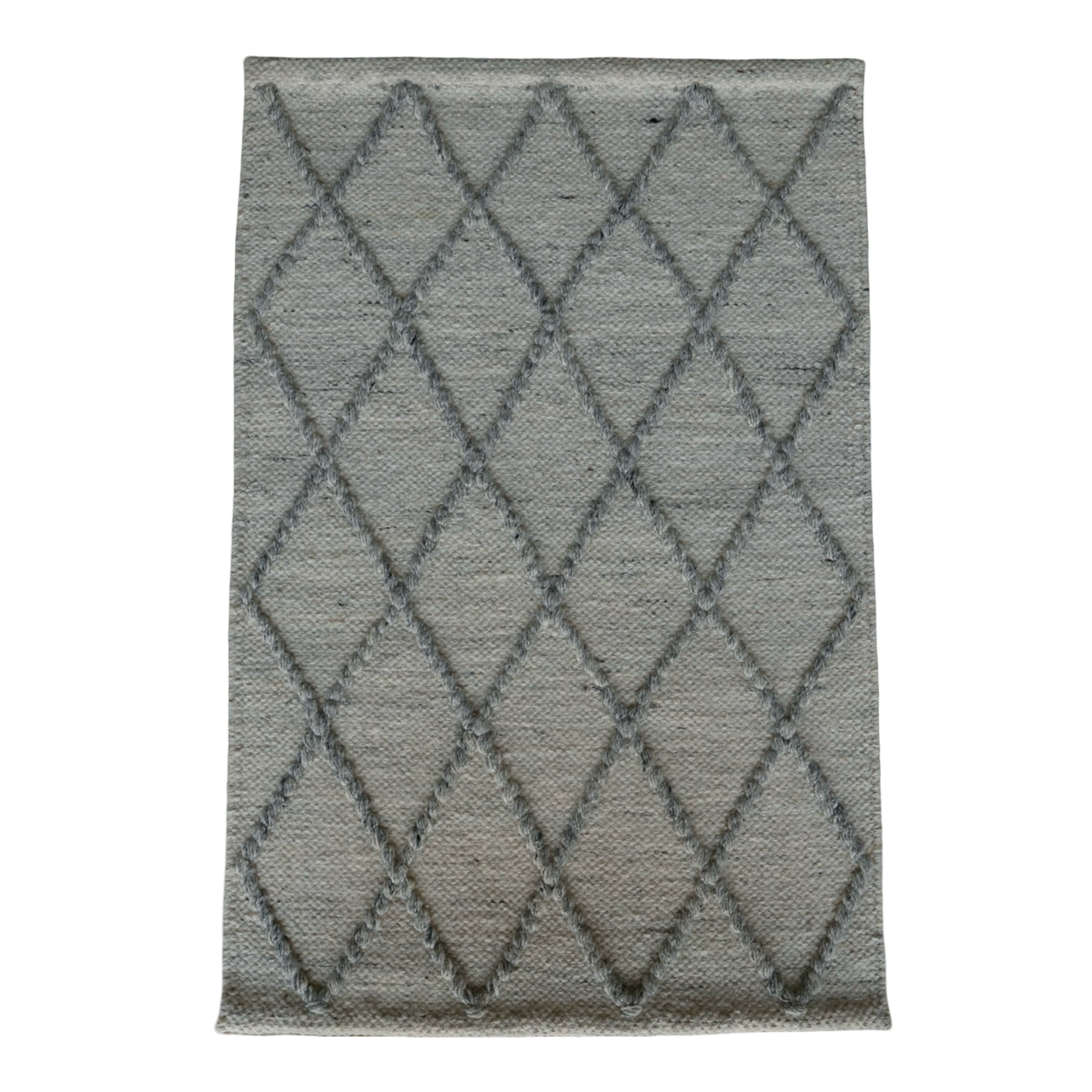 Grey Diamond Pattern Flat Weave Durry