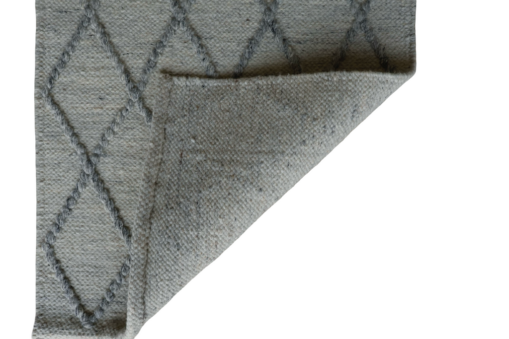 Grey Diamond Pattern Flat Weave Durry