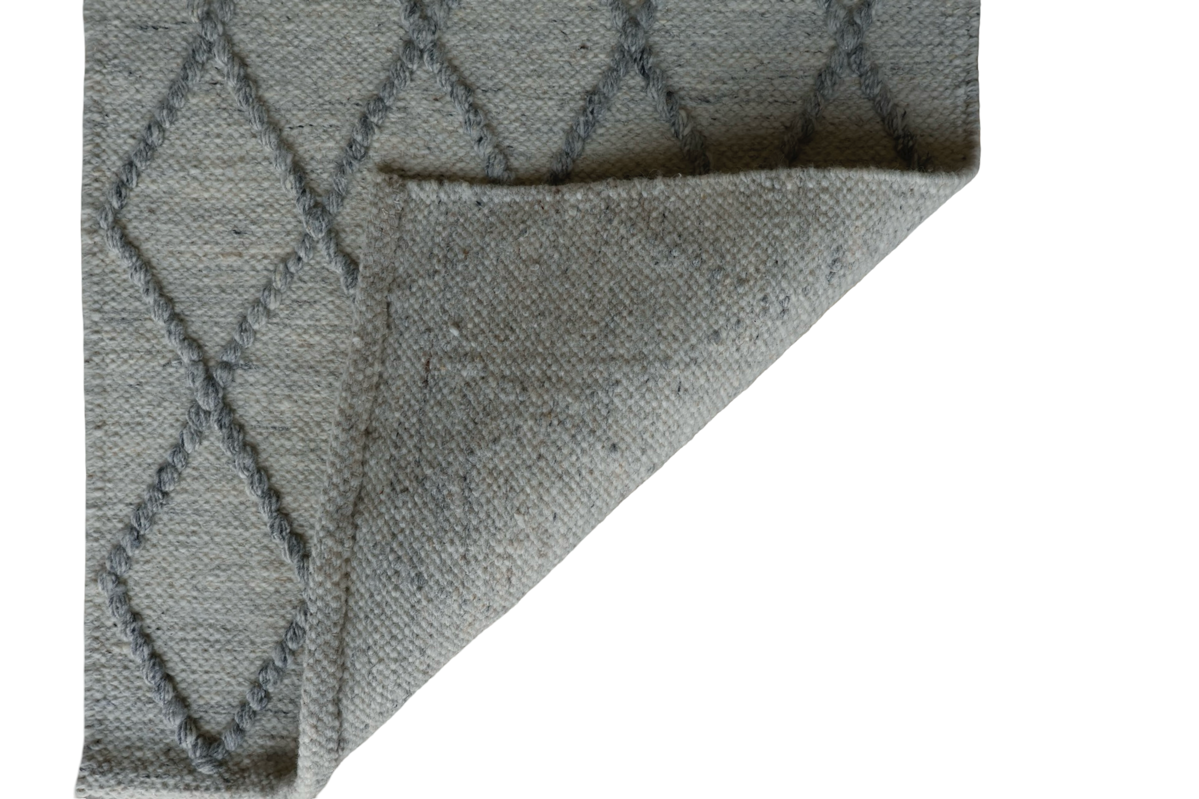 Grey Diamond Pattern Flat Weave Durry