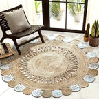 Braided Cotton Natural Jute Rug for Living Spaces Rustic Area Rug