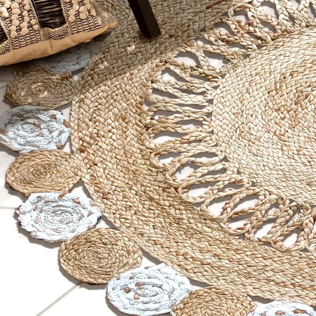 Braided Cotton Natural Jute Rug for Living Spaces Rustic Area Rug