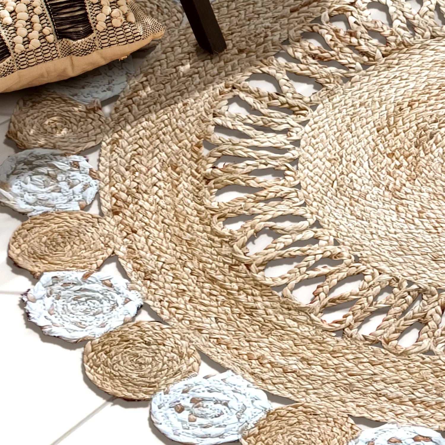 Braided Cotton Natural Jute Rug for Living Spaces Rustic Area Rug