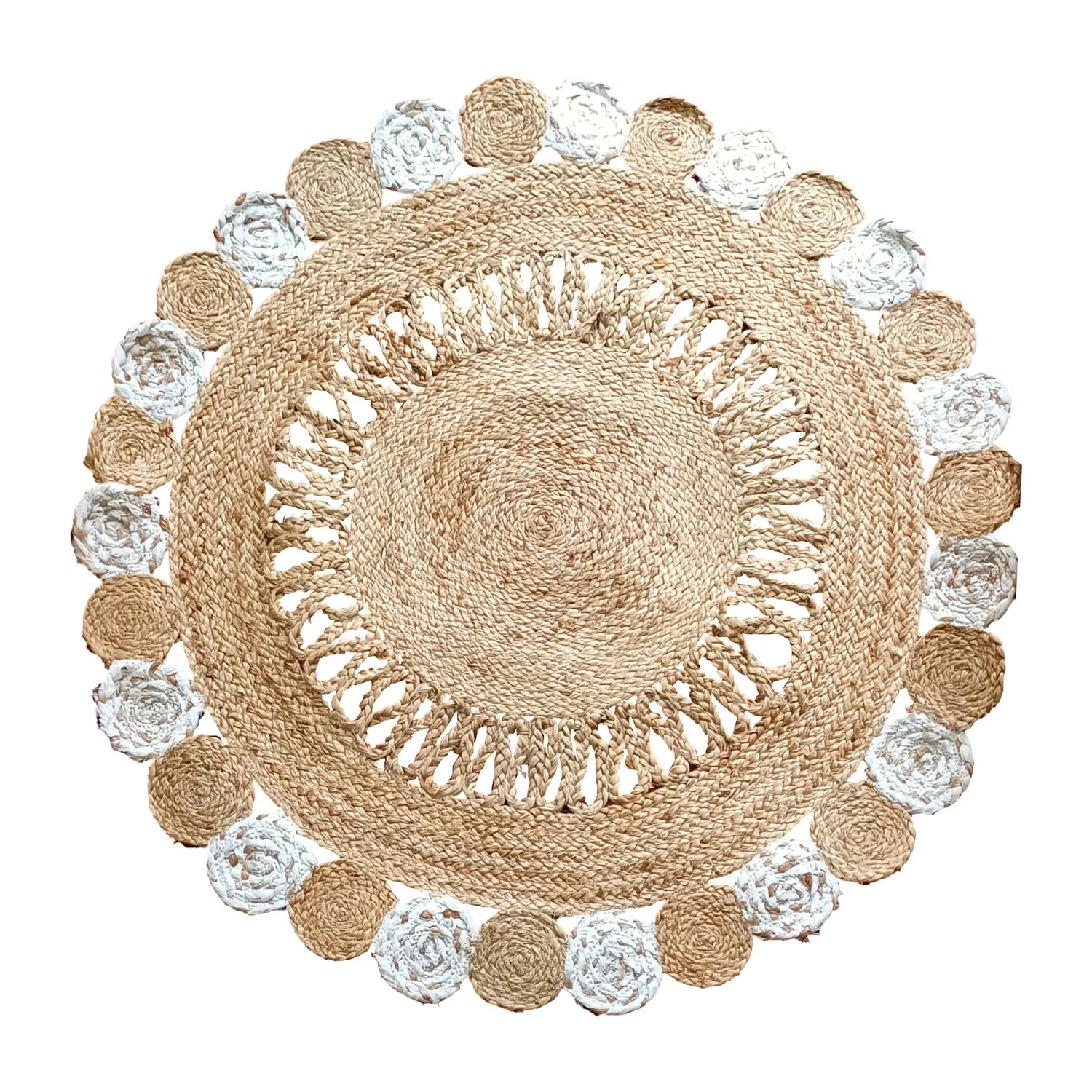 Braided Cotton Natural Jute Rug for Living Spaces Rustic Area Rug