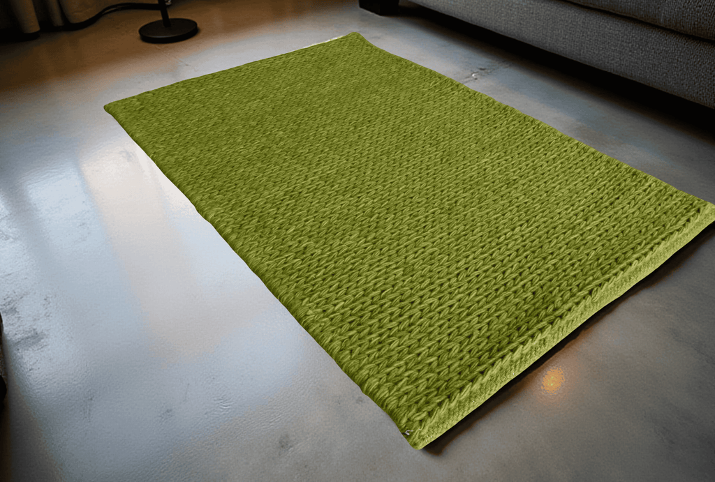 Green Chain Pattern Flat Weave Rug