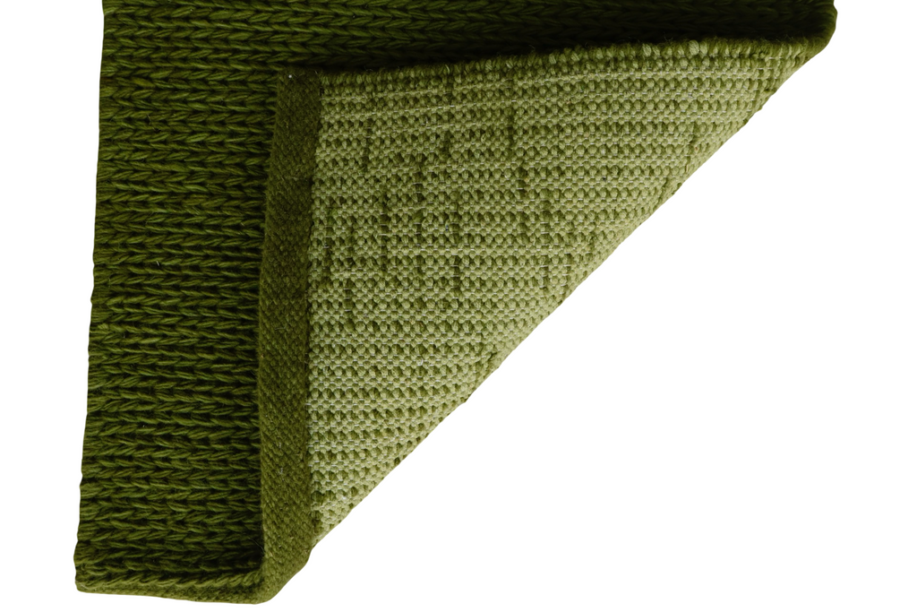 Green Chain Pattern Flat Weave Rug