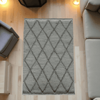 Grey Diamond Pattern Flat Weave Durry