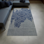 Blue Grey Floral Hand tufted Rug