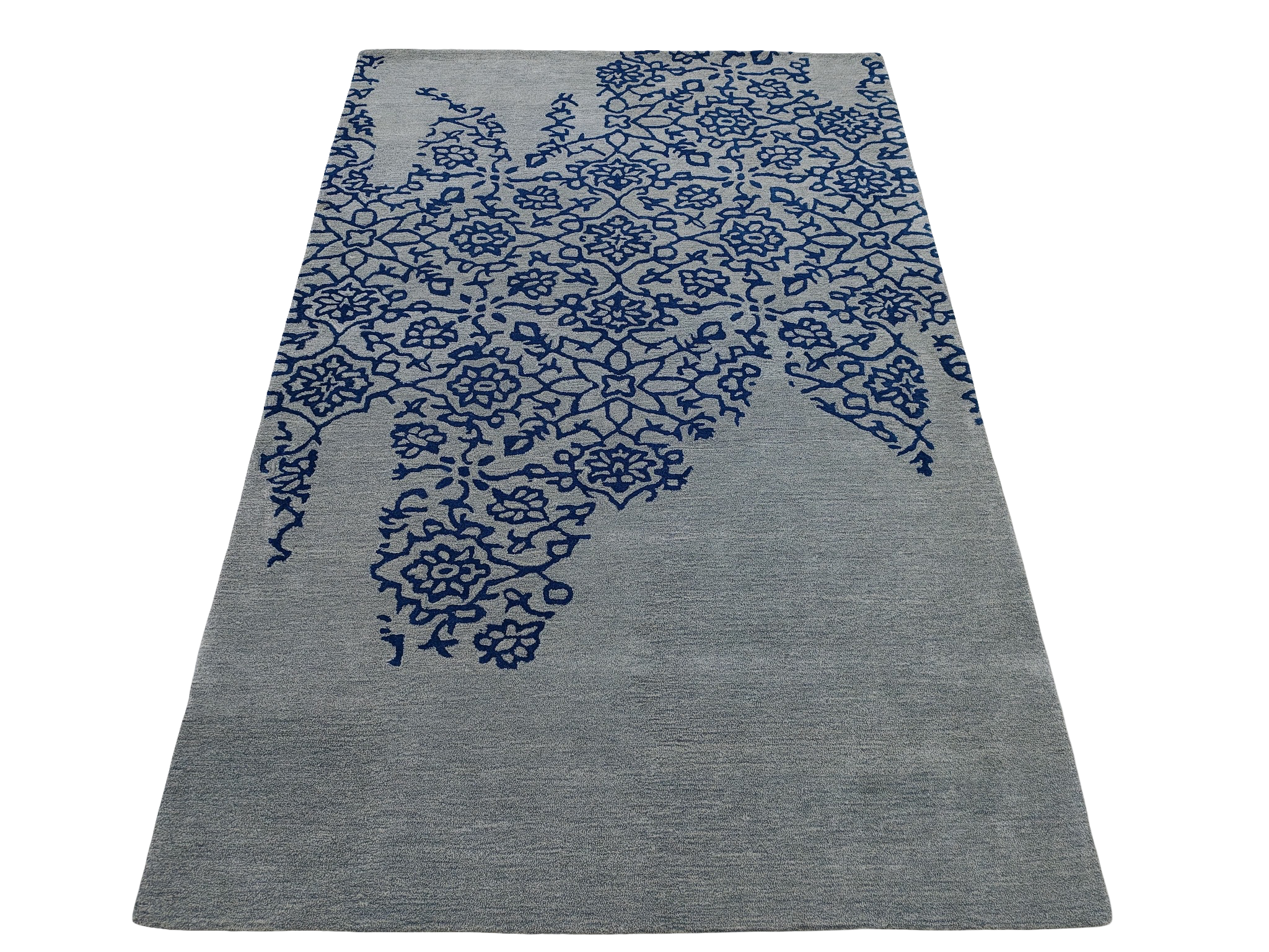 Blue Grey Floral Hand tufted Rug