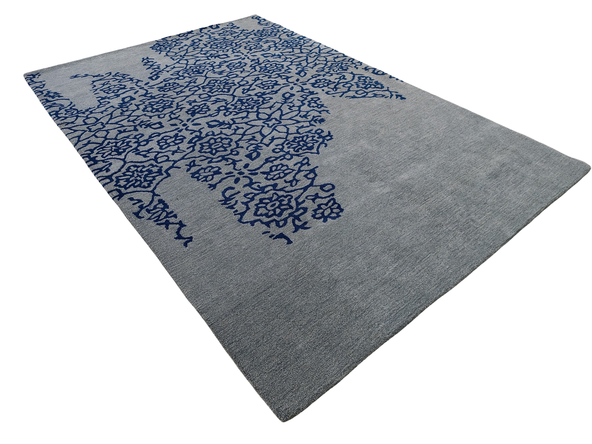 Blue Grey Floral Hand tufted Rug