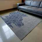Blue Grey Floral Hand tufted Rug