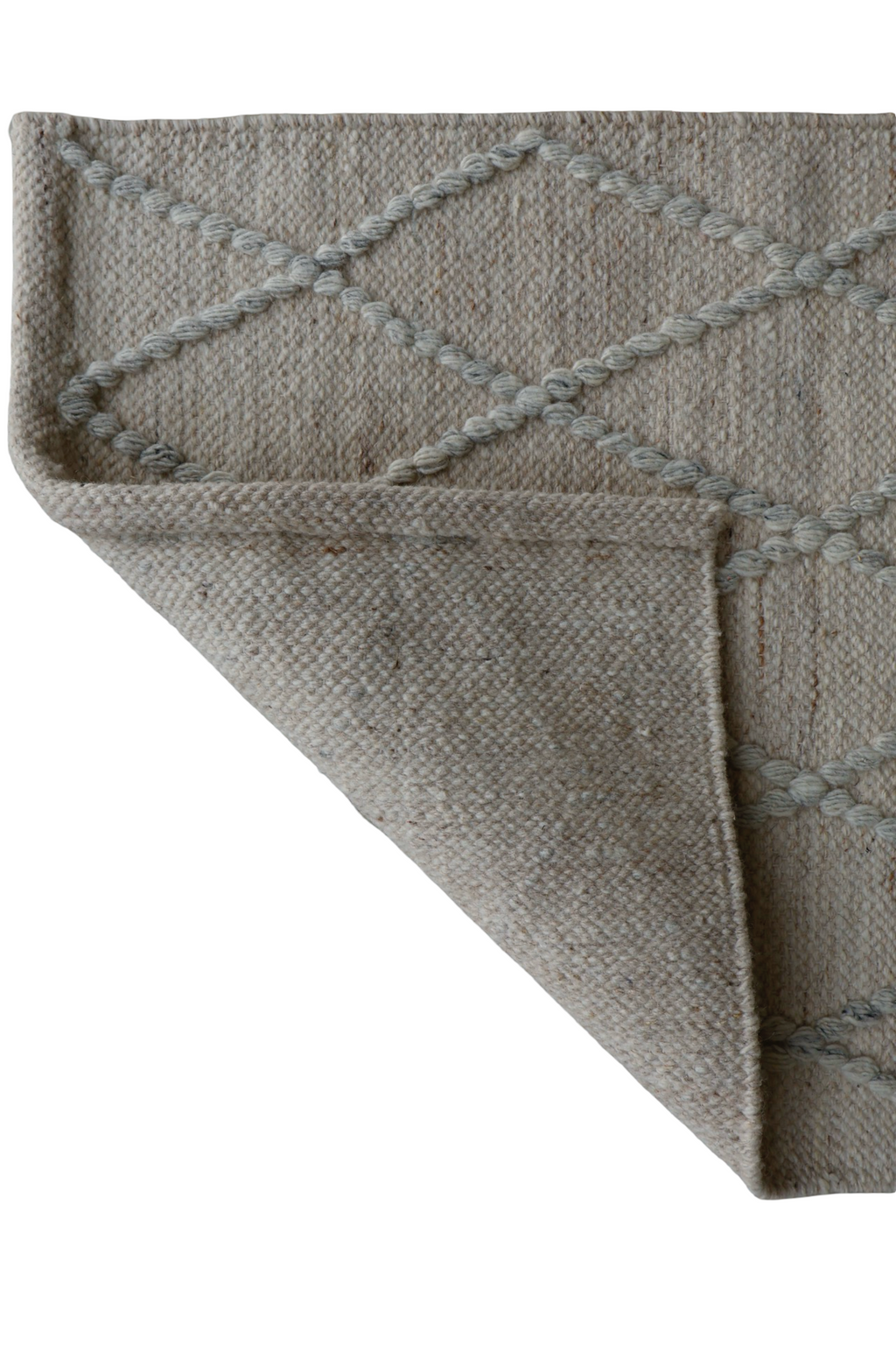 Light Sand Diamond Pattern Flat Weave Rug