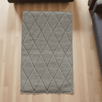 Light Sand Diamond Pattern Flat Weave Rug