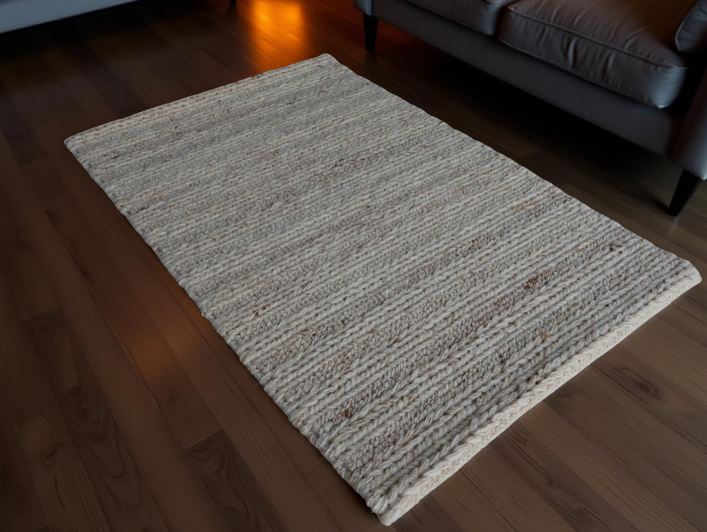 Sand With Chain Pattern Flat Weave Rug