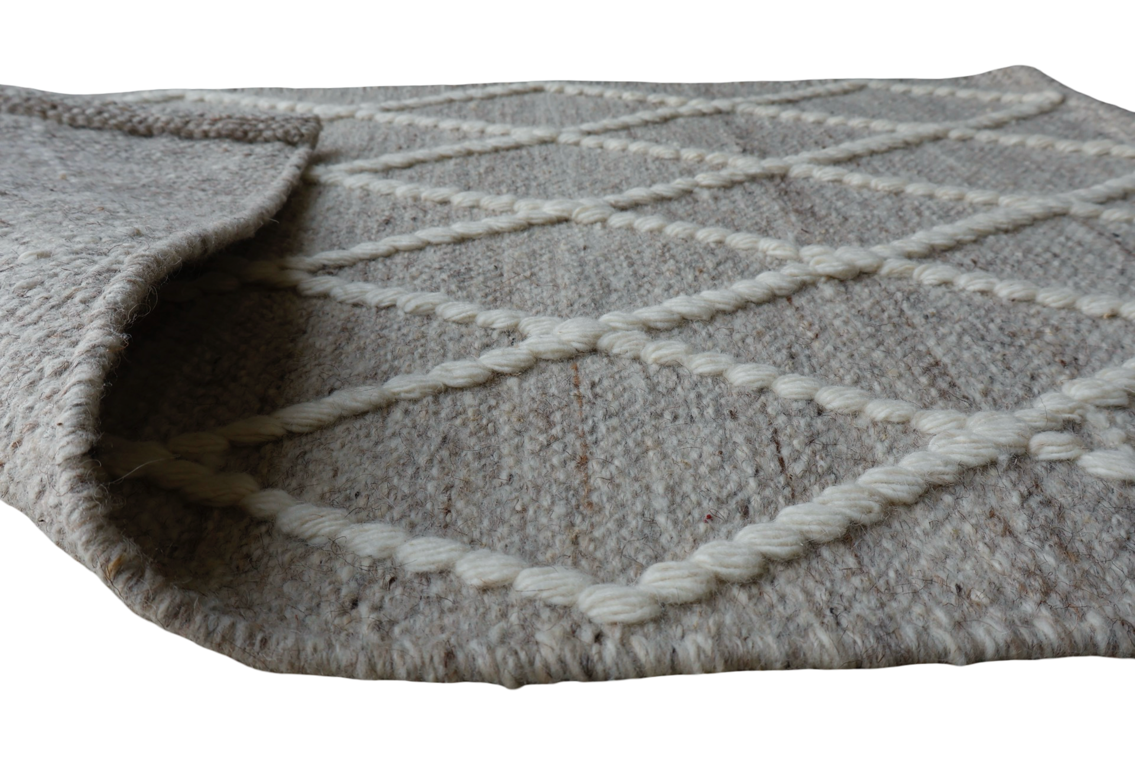 Sand Diamond Pattern Flat Weave Rug