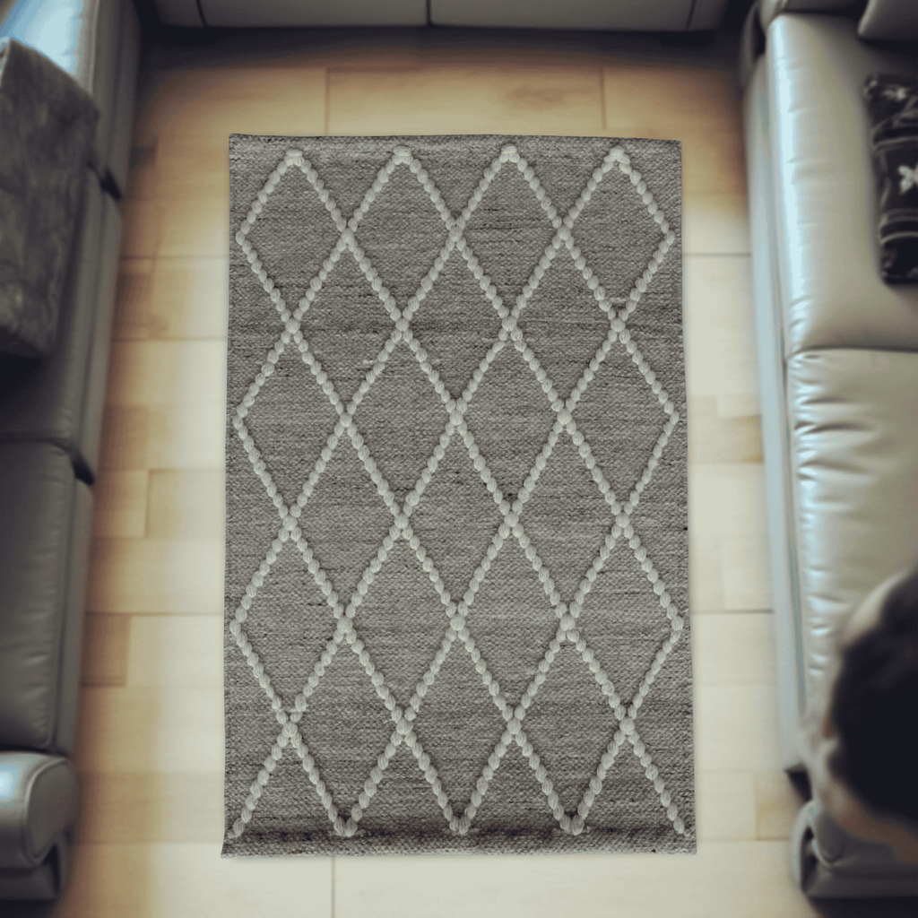 Sand Diamond Pattern Flat Weave Rug