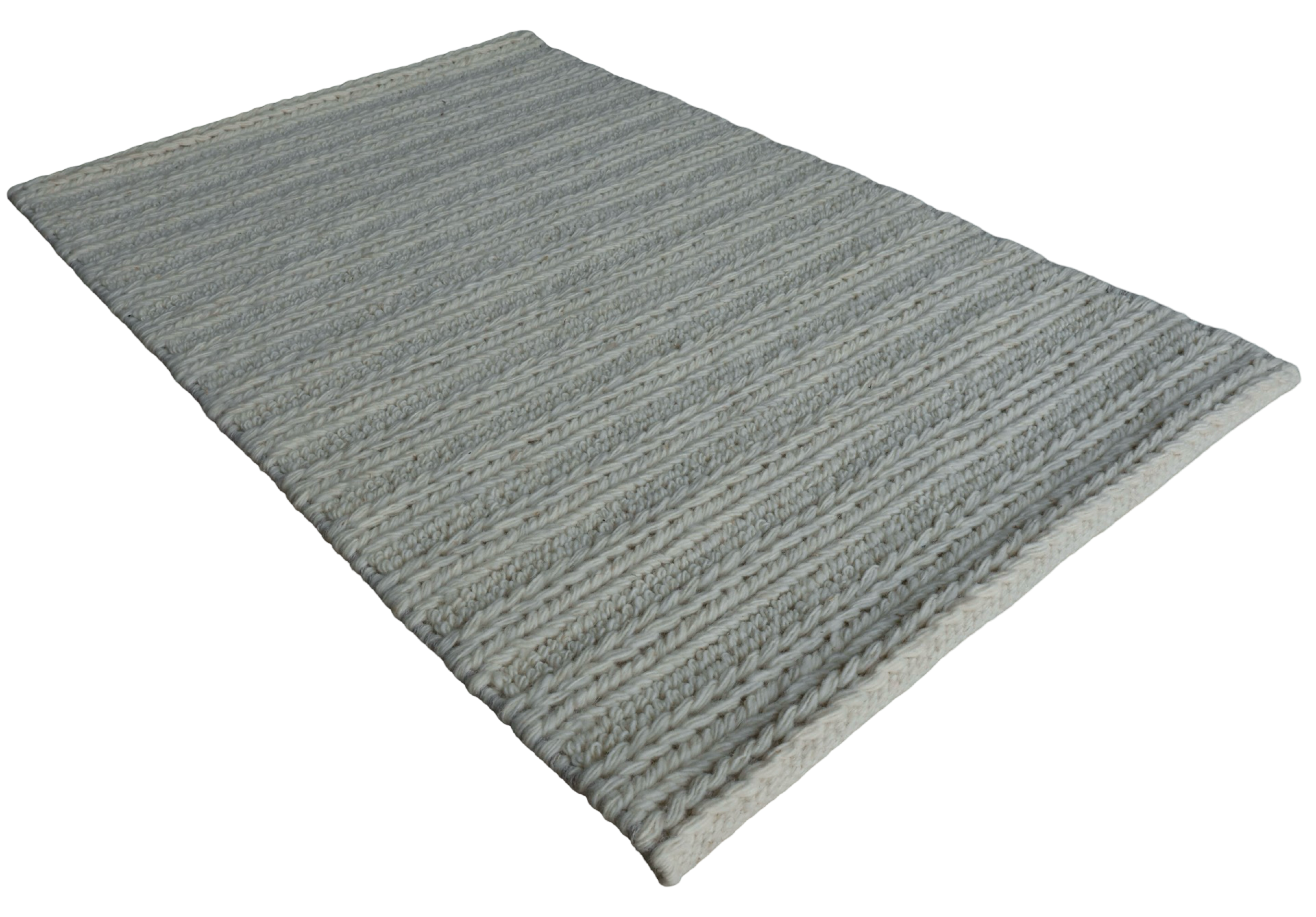 White With Chain Pattern Flat Weave Rug