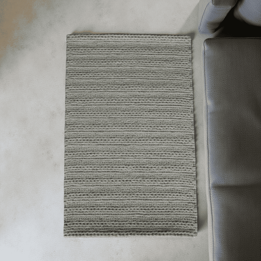 White With Chain Pattern Flat Weave Rug