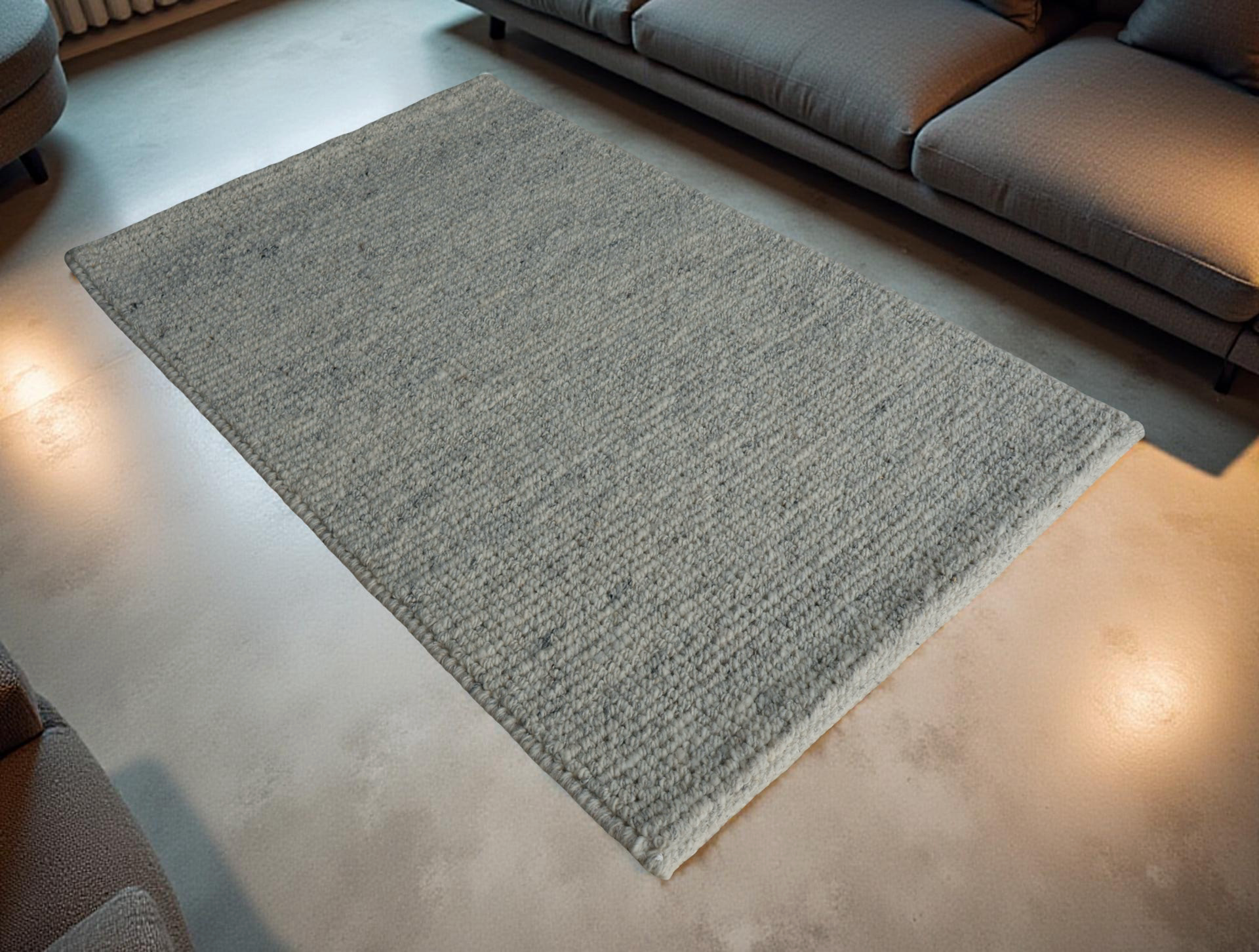Silver Flat Weave Rug With Unique Texture On The Surface