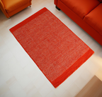 Red Orange Honeycomb Pattern Flat Weave Rug