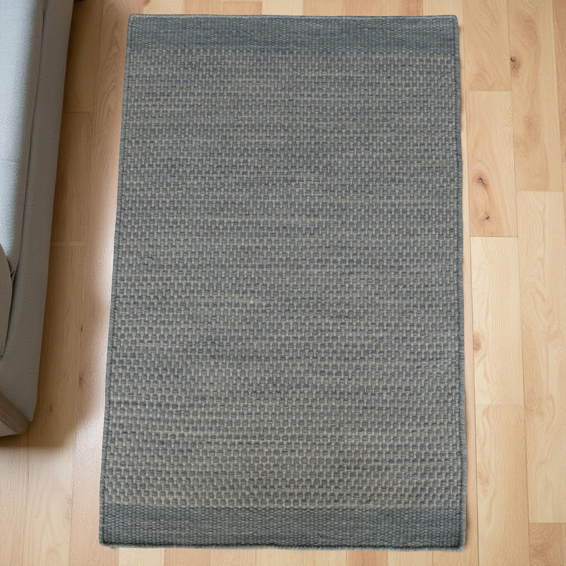 Space Grey Honeycomb Pattern Flat Weave Rug