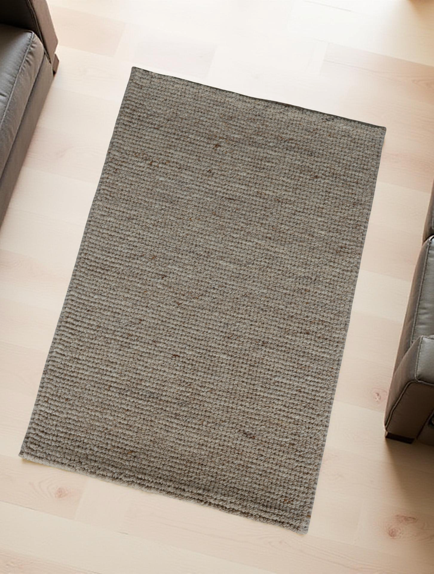 Beige Flat Weave Rug With Unique Texture On The Surface