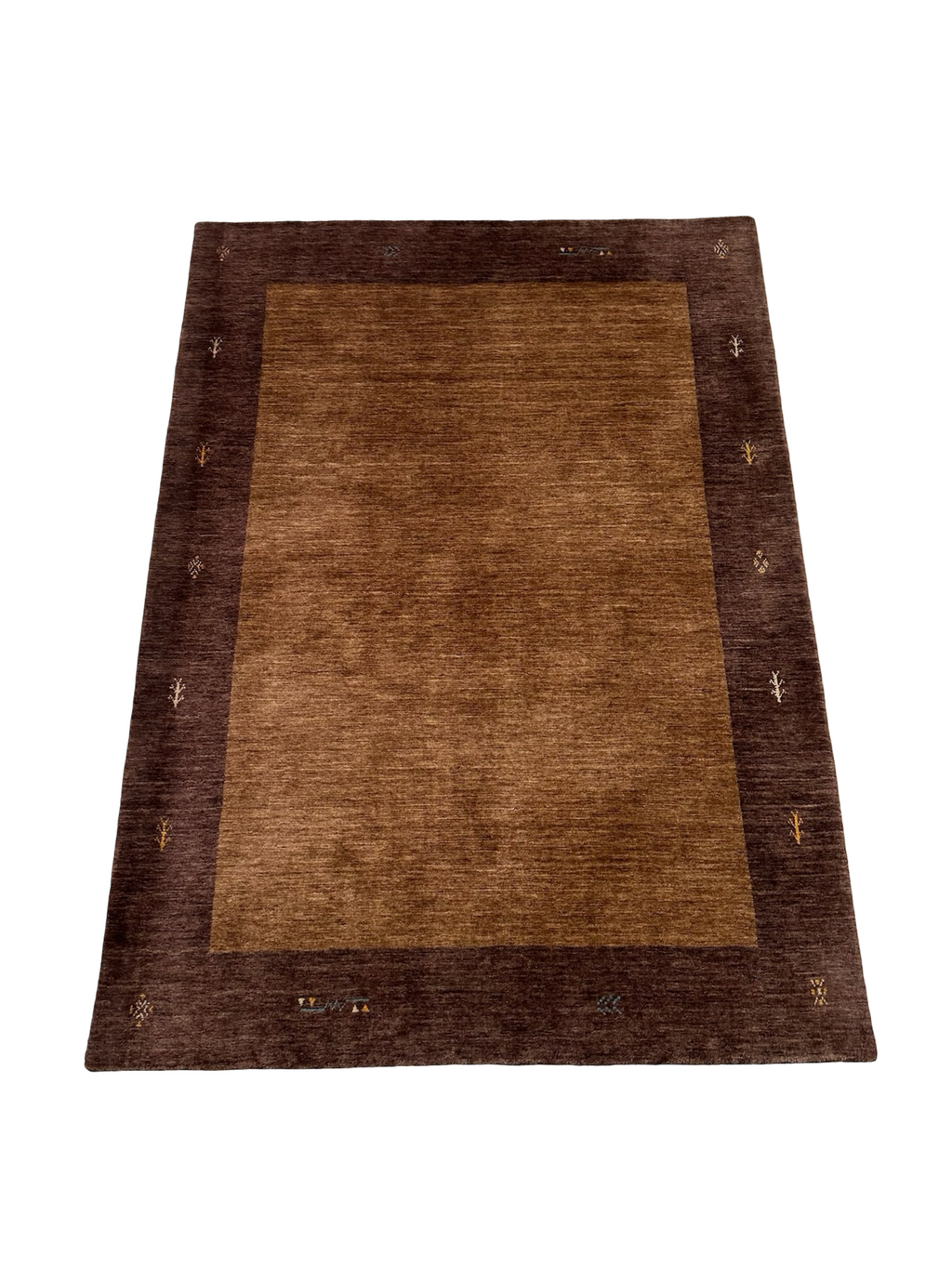 Beige and Brown Colour Blocked Handloom Rug
