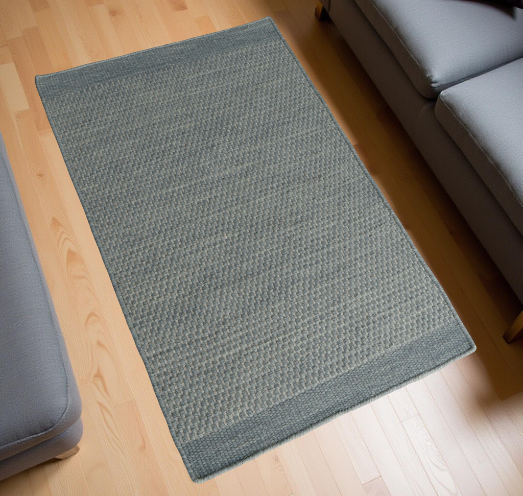 Space Grey Honeycomb Pattern Flat Weave Rug