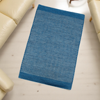 Royal Blue Honeycomb Pattern Flat Weave Rug