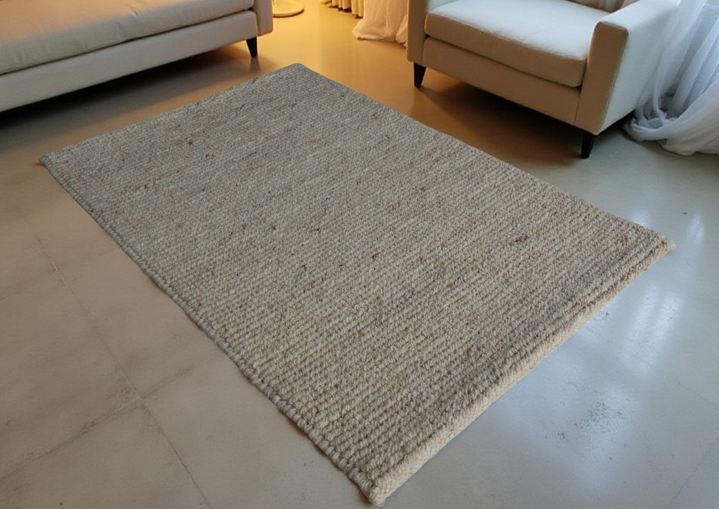 Beige Flat Weave Rug With Unique Texture On The Surface