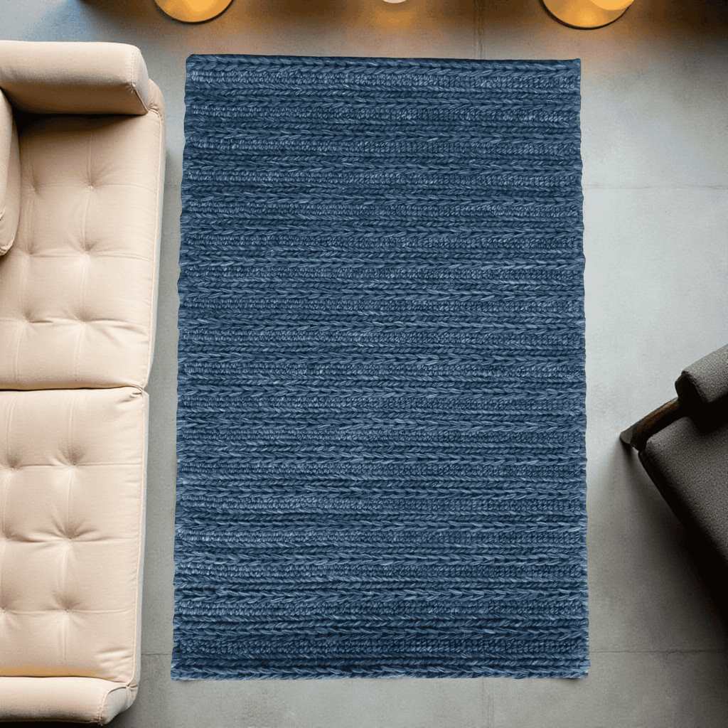 Blue Chain Pattern Flat Weave Rug