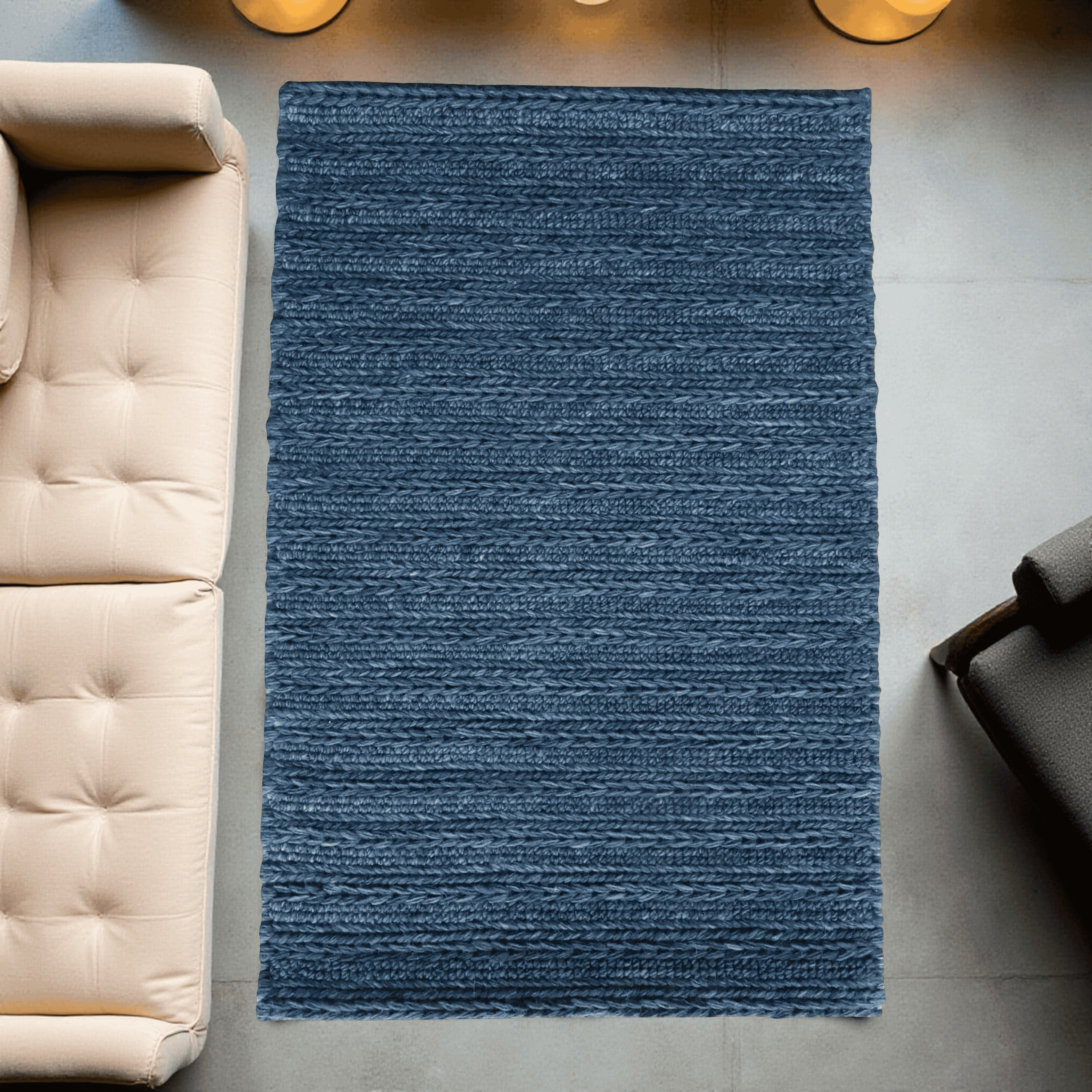 Blue Chain Pattern Flat Weave Rug