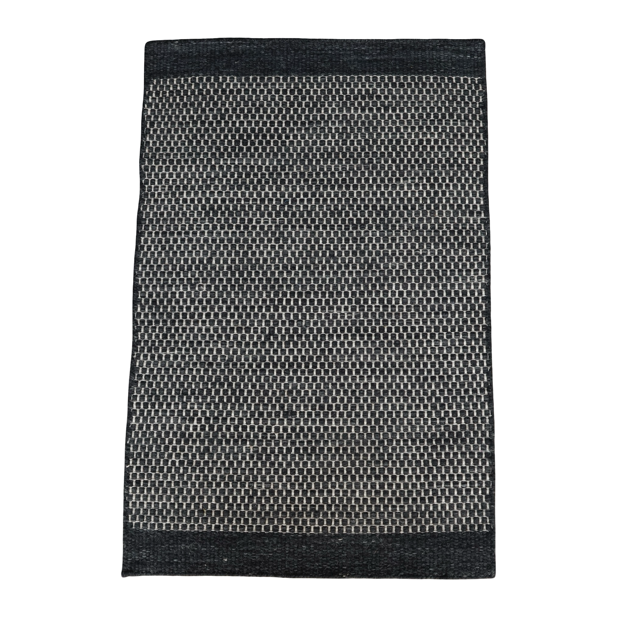 Charcoal Honeycomb Pattern Flat Weave Rug