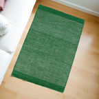 Dark Green Honeycomb Pattern Flat Weave Rug