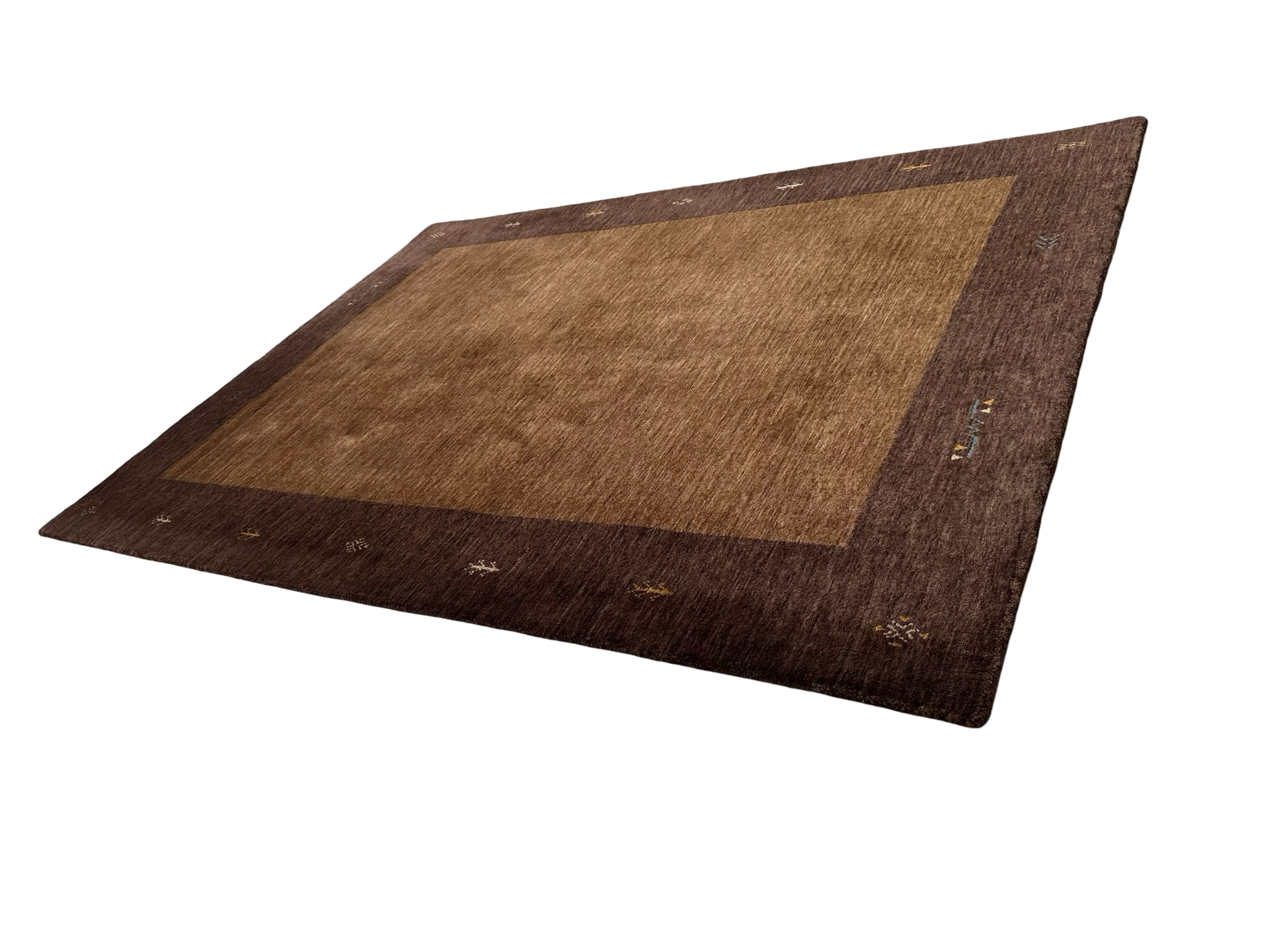 Beige and Brown Colour Blocked Handloom Rug