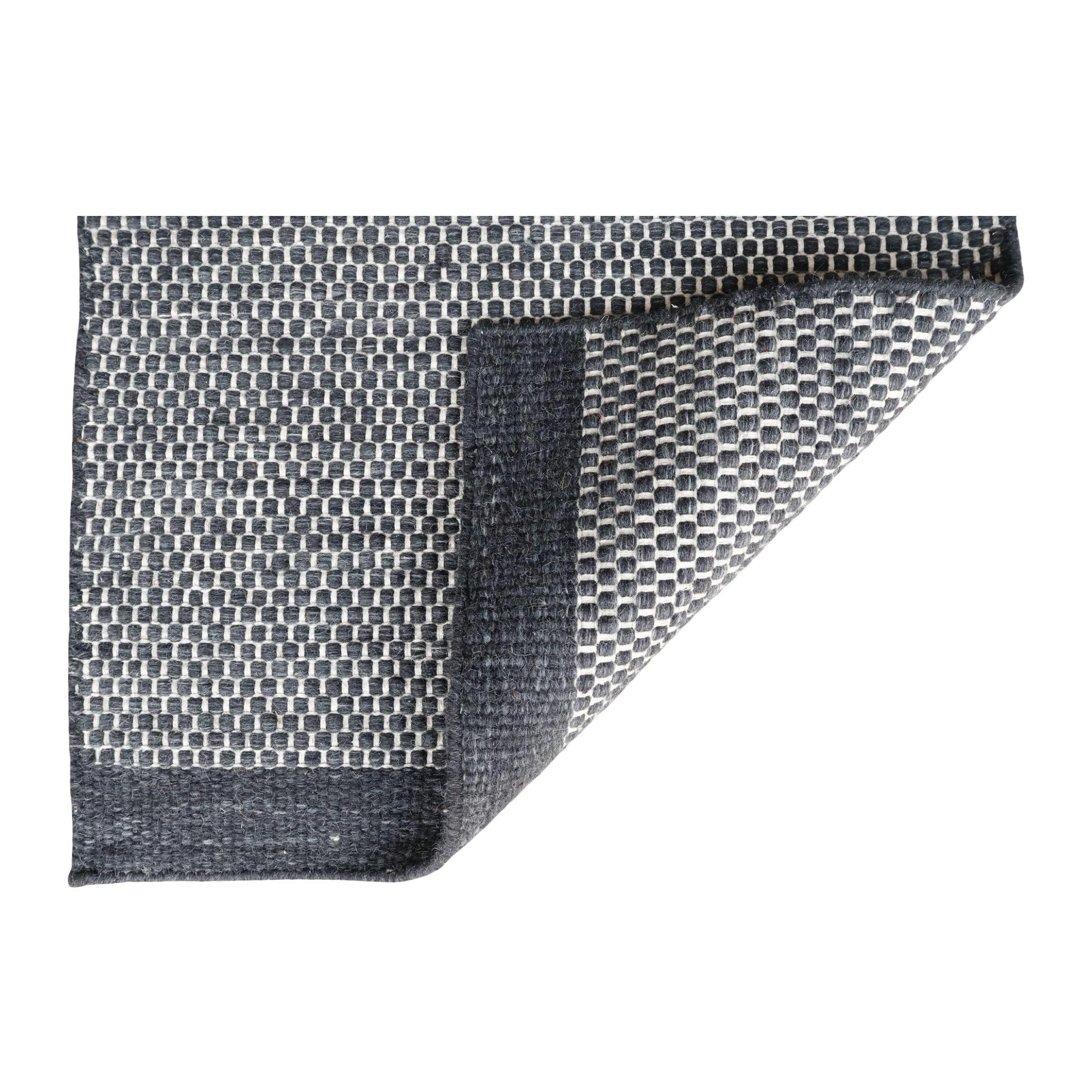 Charcoal Honeycomb Pattern Flat Weave Rug