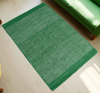 Dark Green Honeycomb Pattern Flat Weave Rug