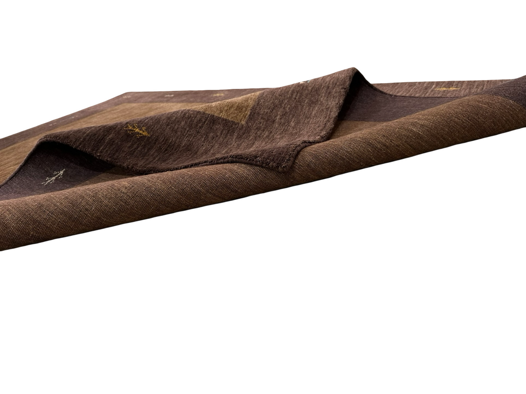 Beige and Brown Colour Blocked Handloom Rug