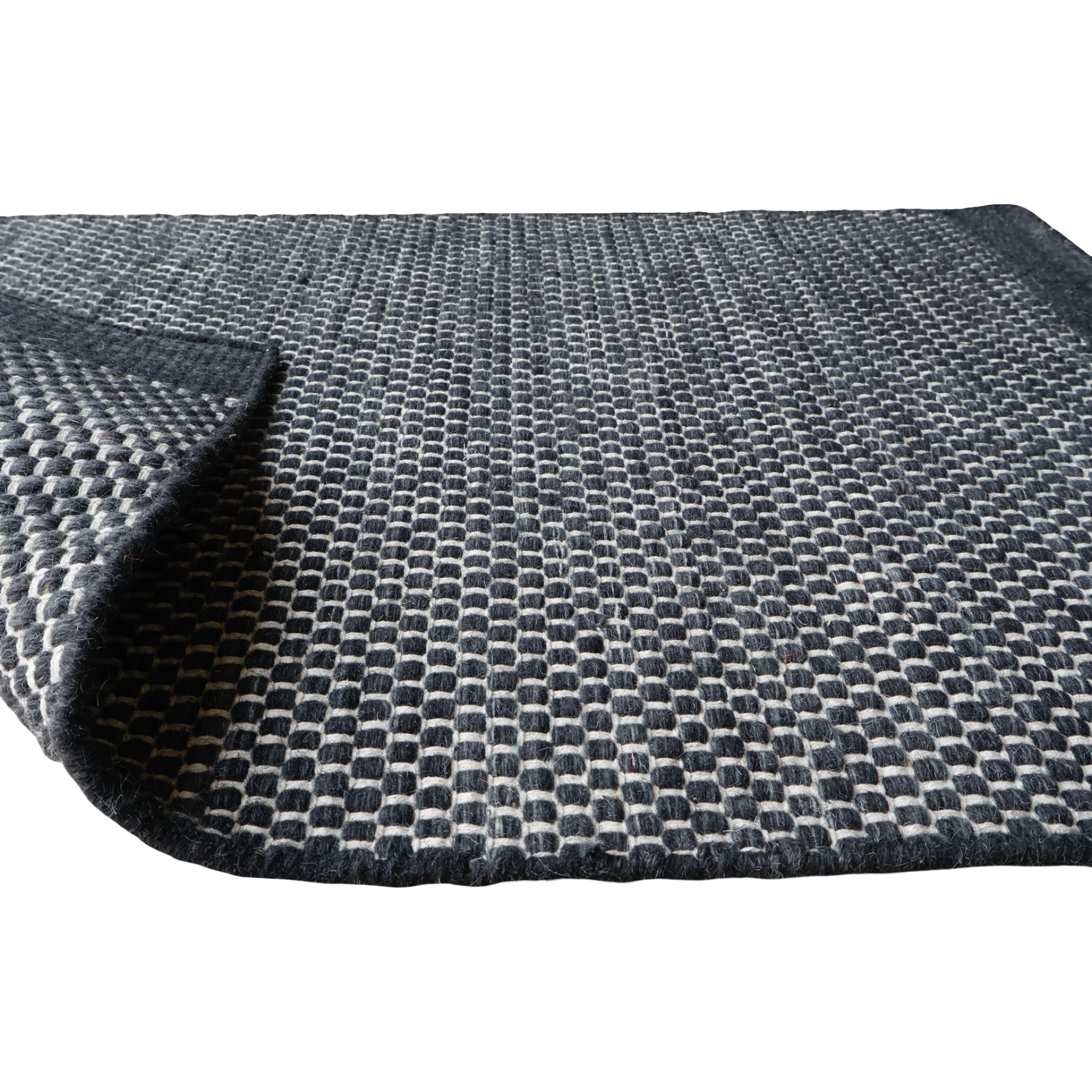 Charcoal Honeycomb Pattern Flat Weave Rug
