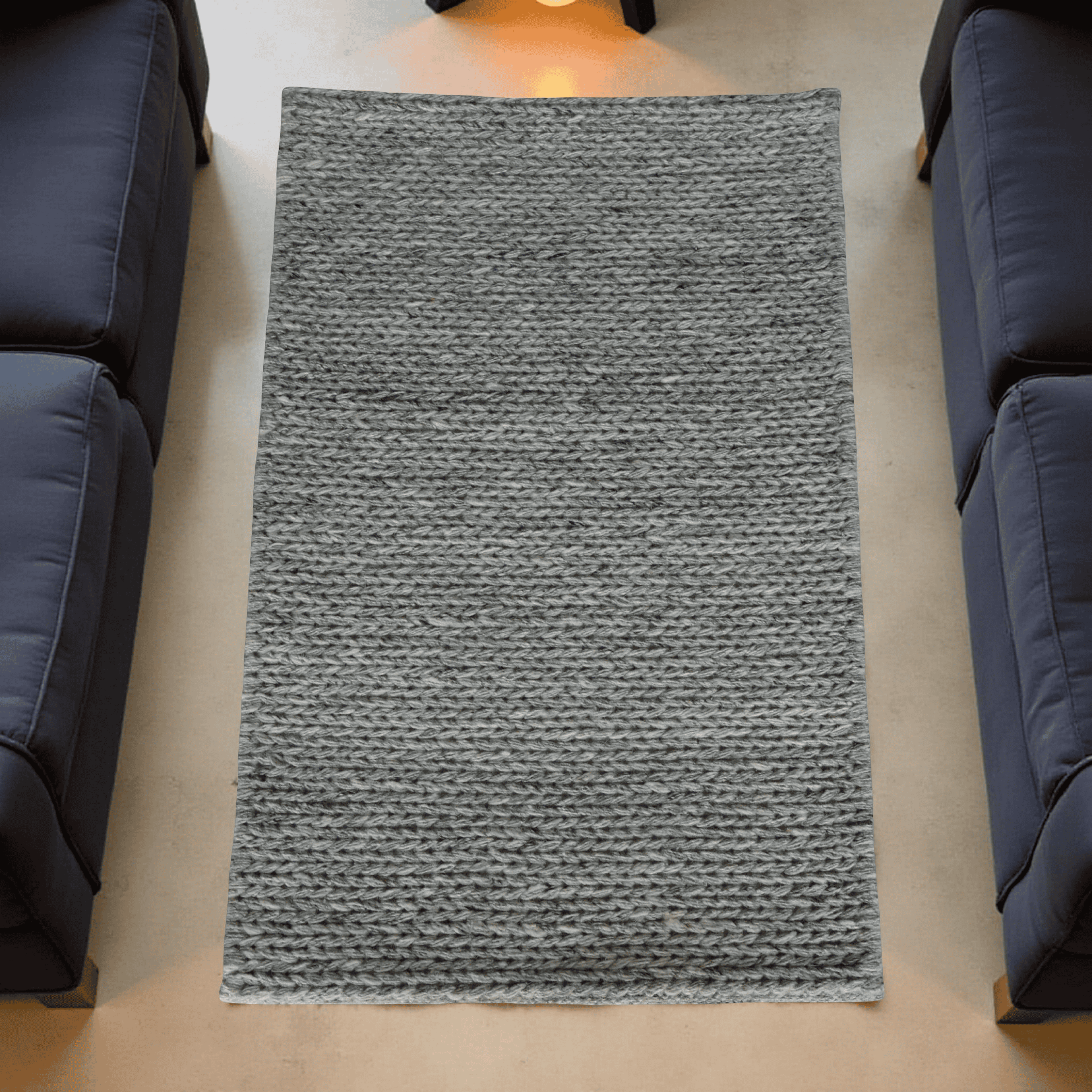 Grey With Chain Pattern Flat Weave Rug