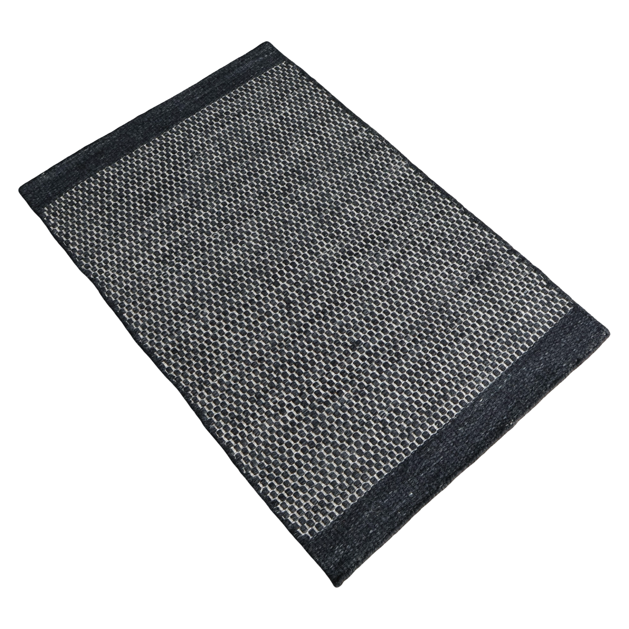 Charcoal Honeycomb Pattern Flat Weave Rug