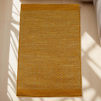 Yellow Honeycomb Pattern Flat Weave Rug