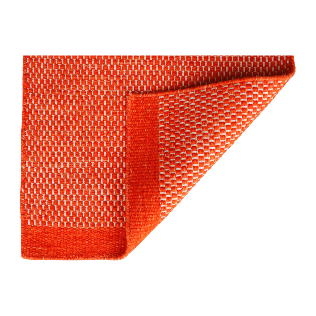 Red Orange Honeycomb Pattern Flat Weave Rug