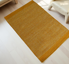 Yellow Honeycomb Pattern Flat Weave Rug