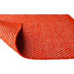 Red Orange Honeycomb Pattern Flat Weave Rug