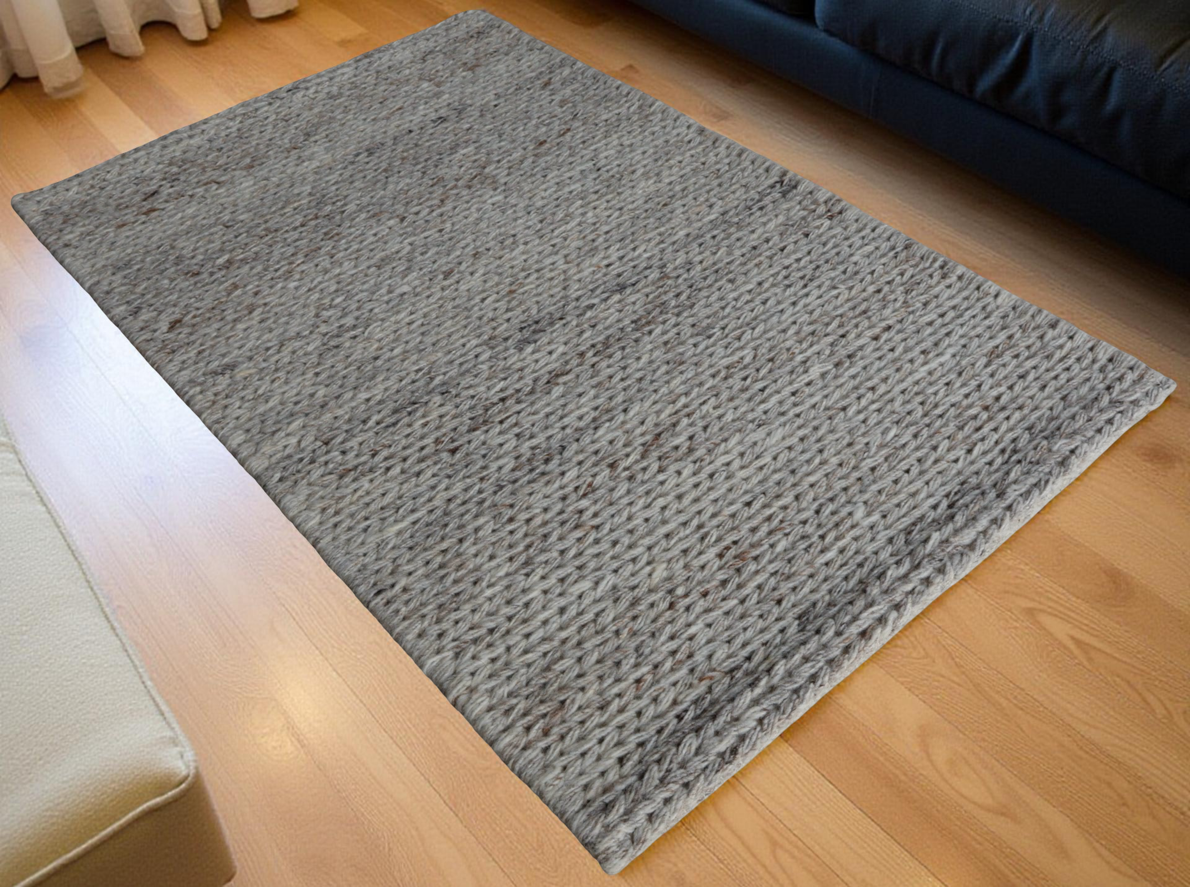 Sand With Chain Pattern Flat Weave Rug