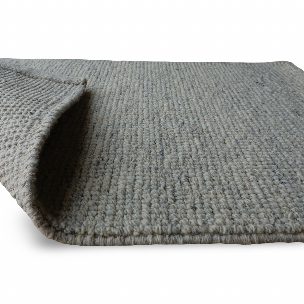 Silver Flat Weave Rug With Unique Texture On The Surface