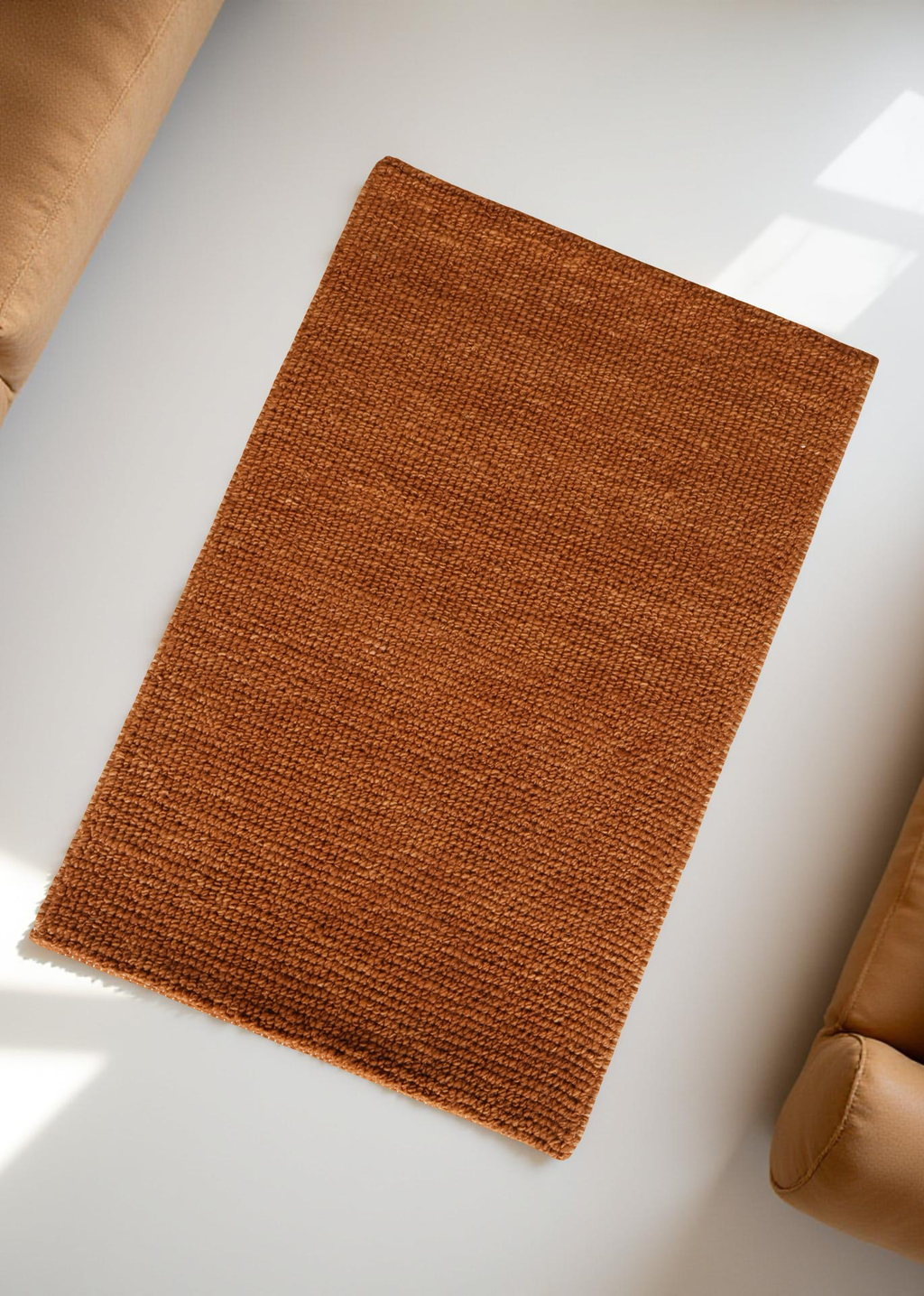 Orange Flat Weave Rug With Unique Texture On The Surface