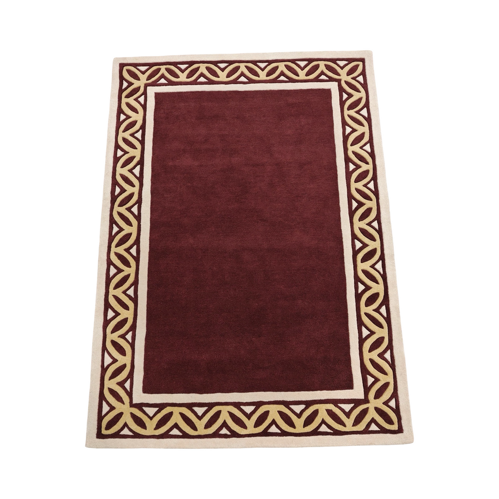 Red And Gold Greek Border Hand Tufted Rug